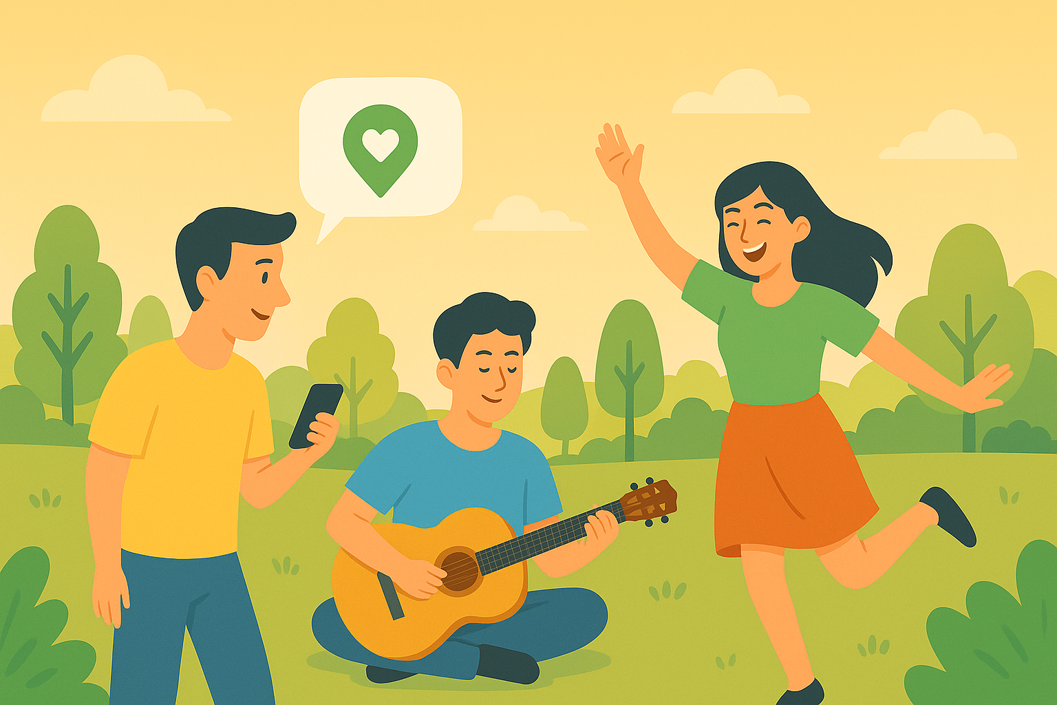 Illustration of people connecting and having fun at an event